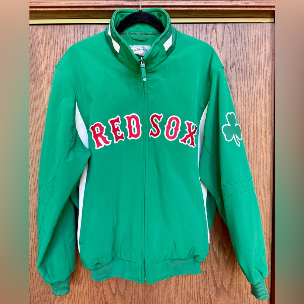 Boston Red Sox St. Patrick's Day Green Dugout Jacket Large Majestic Therma Base